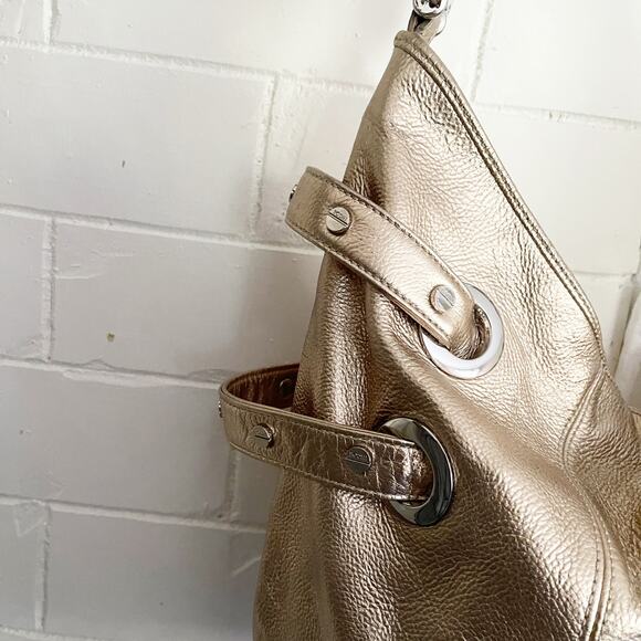 BODHI Gold Metallic Oversized Hobo Shoulder Bag - Picture 3 of 8
